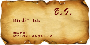 Biró Ida névjegykártya